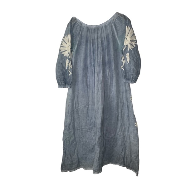 Dolma Elana Embroidered Dress in Sky Blue - Picture 4 of 6